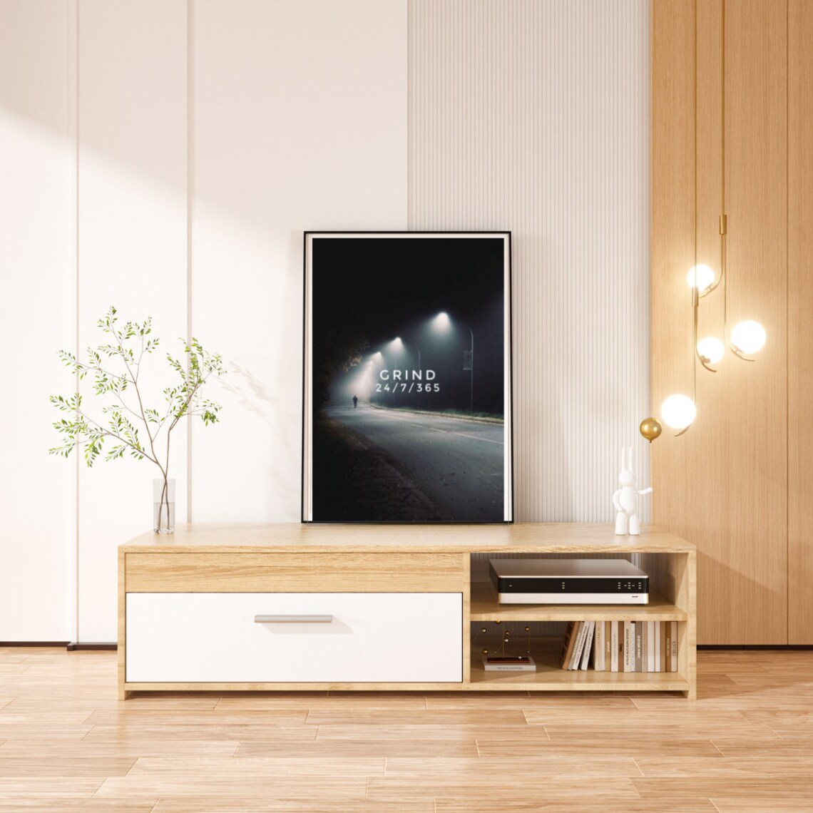 Grind 24 7 365 Night Runner Motivational Street Photography Art Poster - Image 2