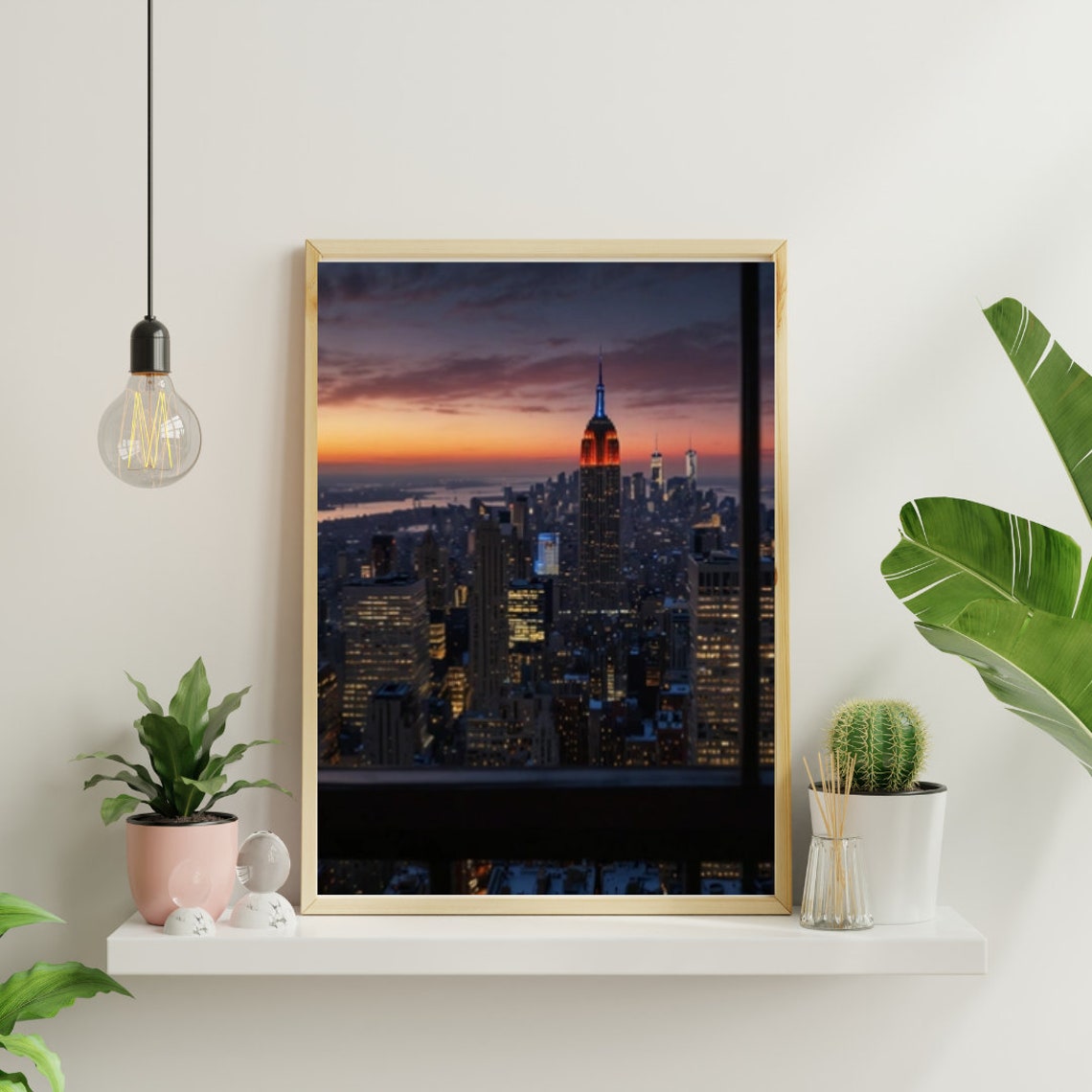New York City Empire State Building Glowing Sunset Skyline Print - Image 2