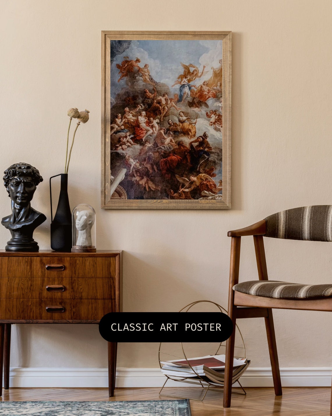 Classical Baroque Mythology Painting Angels in Clouds Poster - Image 2