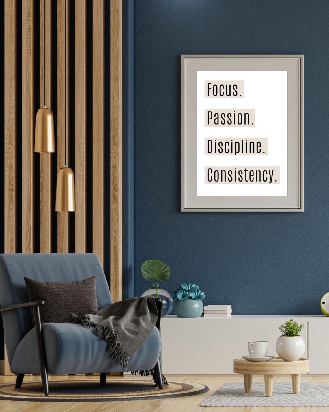 Focus Passion Discipline Consistency Minimalist White Quote Poster - Image 2