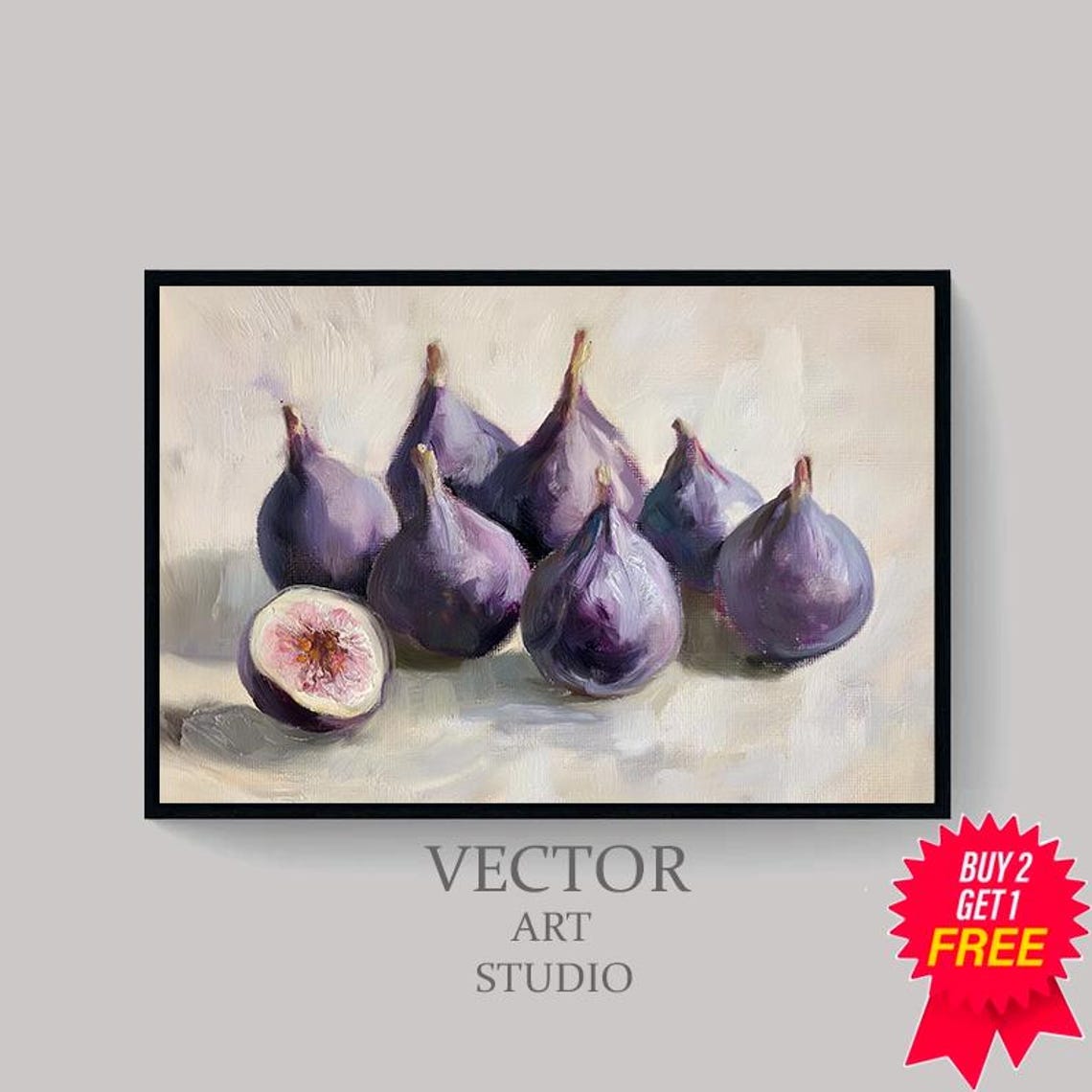 Ripe Purple Figs Vintage Style Still Life Fruit Painting Poster - Image 4