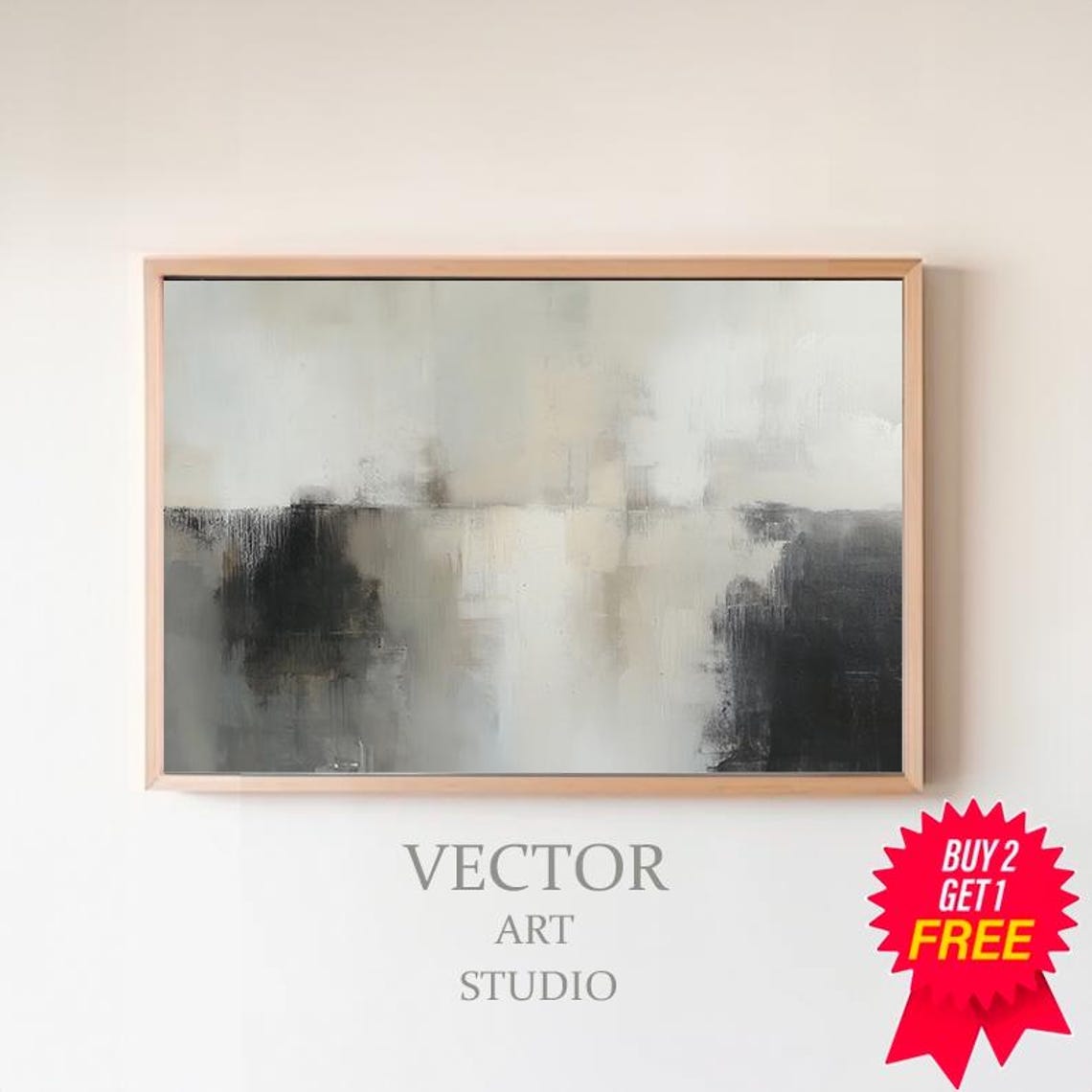 Abstract Beige and Gray Minimalist Neutral Modern Painting Poster