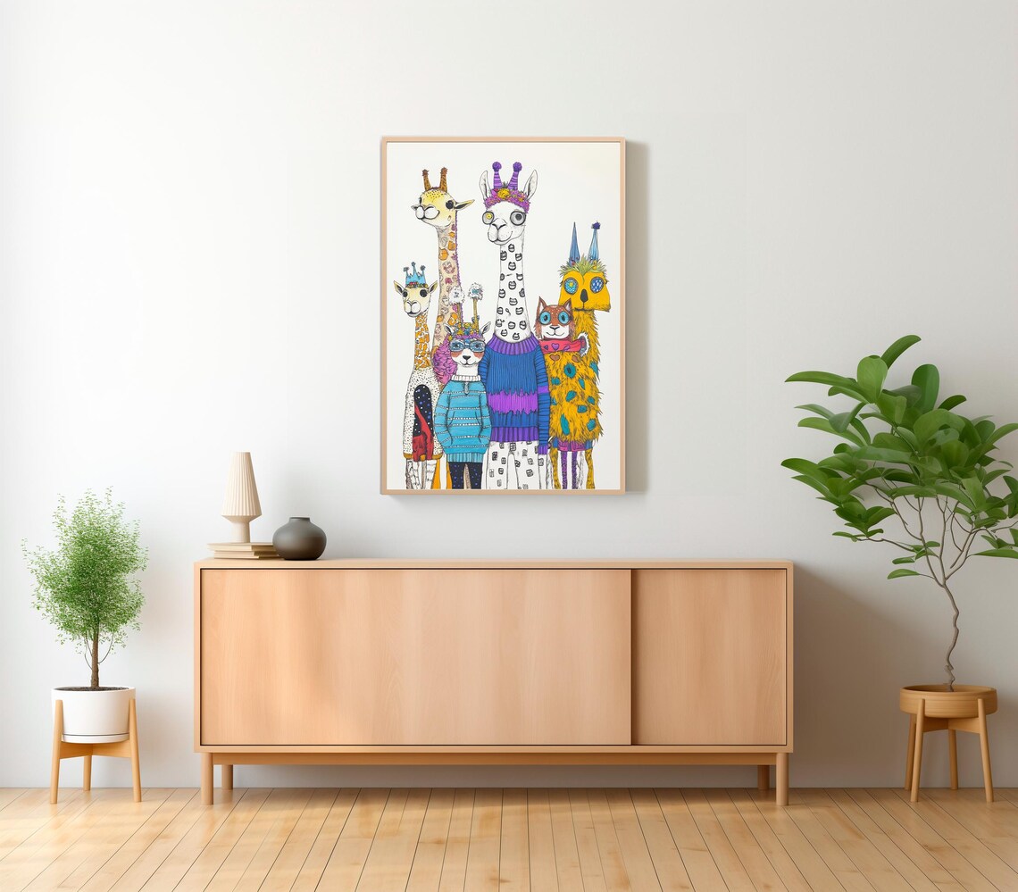 Whimsical Animals in Sweaters and Crowns Playful Nursery Room Art Poster - Image 2