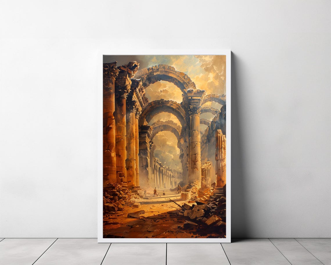 Ancient Roman Ruins Grand Arch Colonnade Classical Temple Poster - Image 3