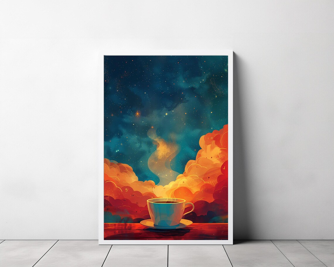 Retro Coffee Wall Art 80s Vintage Coffee In Space Universe Home Kitchen Decor - Image 3