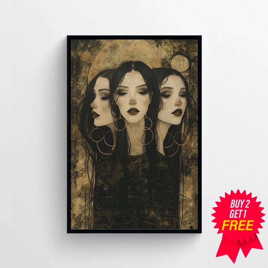 Hecate Triple Moon Goddess Fine Art Giclee Witchcraft Wicca Pagan Luna Vintage Painting Ancient Esoteric Art Hekate Witchy Artwork - Image 4