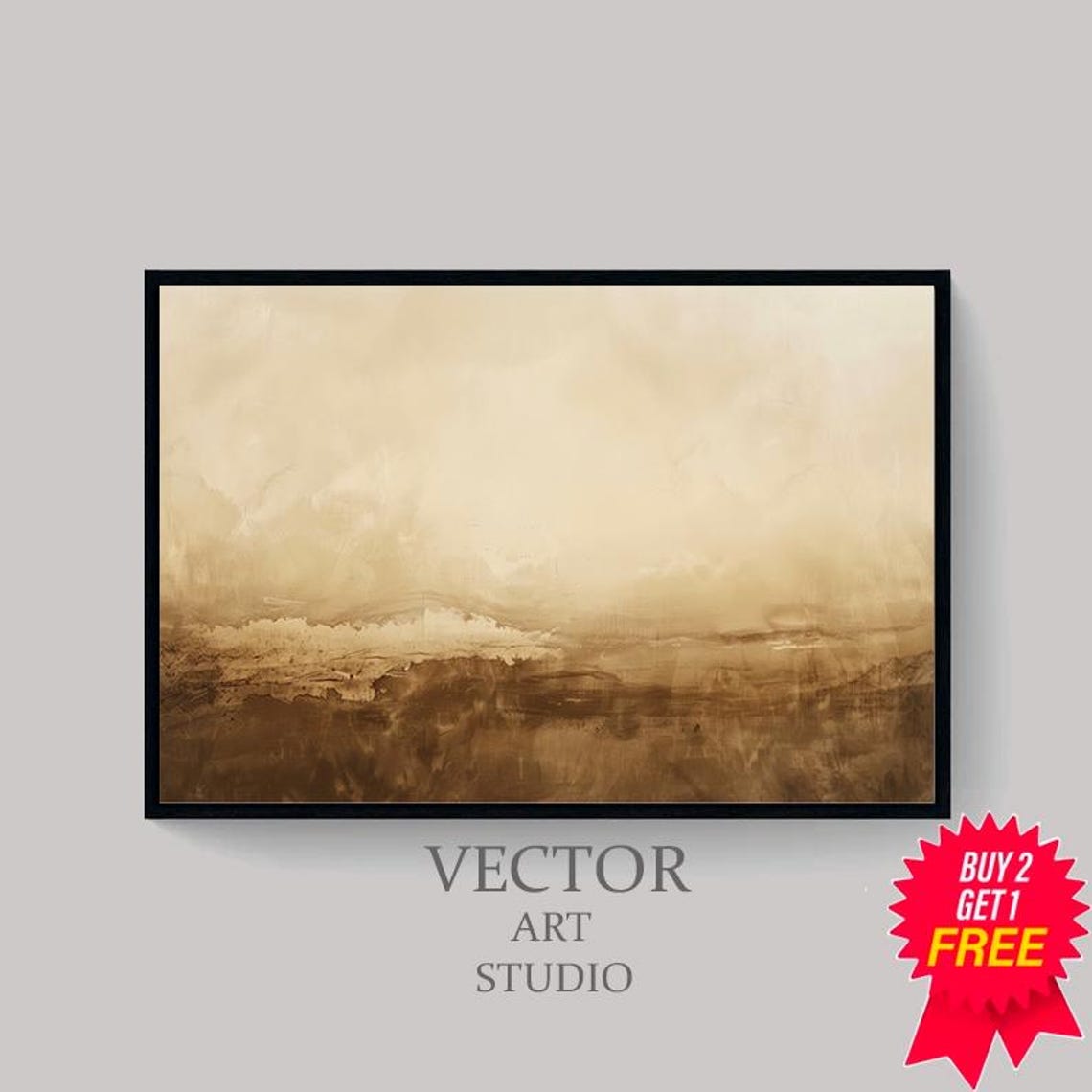 Modern Abstract Frame Tv Art Neutral Gold Landscape Painting Beige Tv Art Moody Dark Rustic Minimalist Decor - Image 4