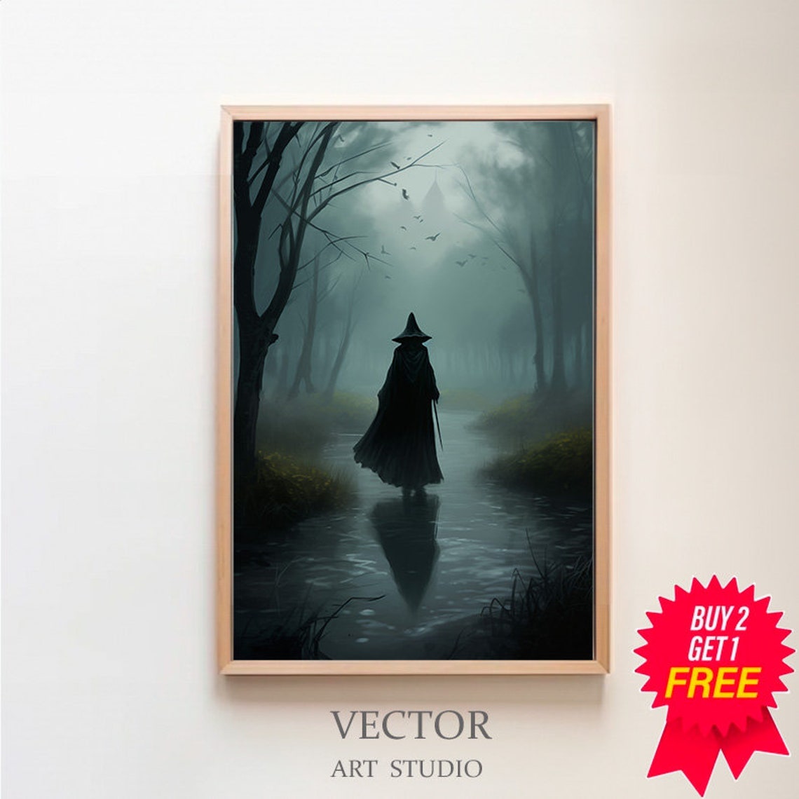 Witch In The Creek Dark Academia Vintage Poster Witch Decor Art Poster Print Gothic Victorian