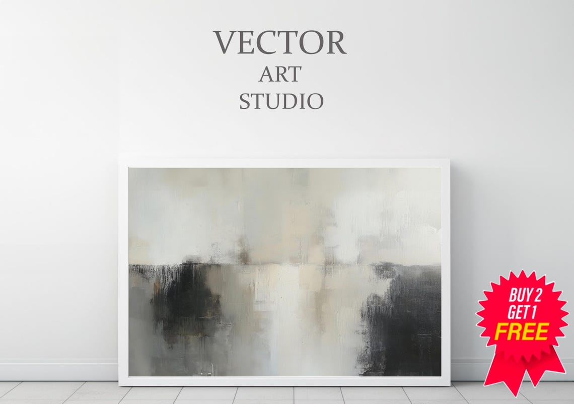 Abstract Beige and Gray Minimalist Neutral Modern Painting Poster - Image 3