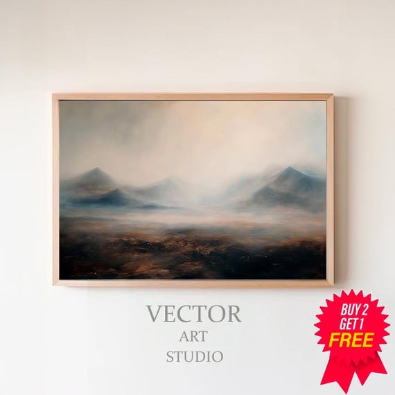 Mountain Landscape Frame Tv Art Neutral Abstract Tv Art Rustic Scenery Screensaver Moody Minimal Oil Painting