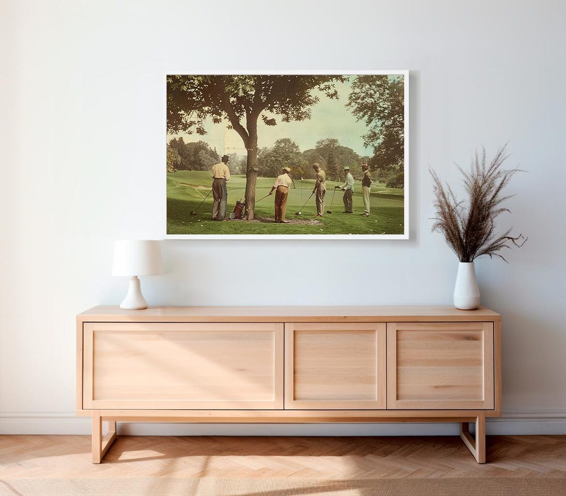 Vintage Golfers Group Gathering On Old Time Golf Course Poster - Image 2
