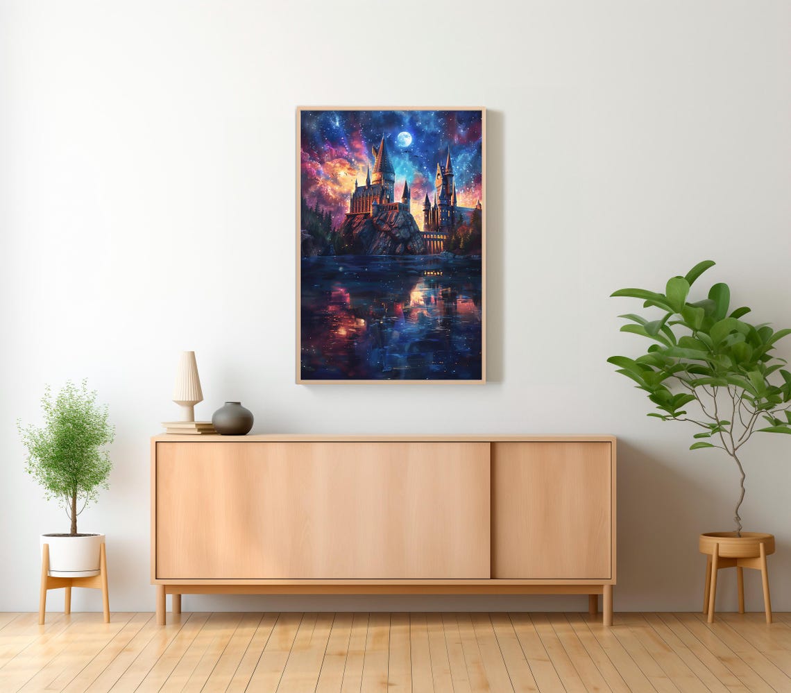 Wizarding Inspired Poster Vintage Wizard School Wizard World Van Gogh Painting Vintage Castle Decor Wall Art - Image 2