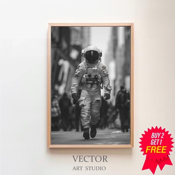 Astronaut Black And White Decor Wall Art On The Streets Humour Wall Art Art