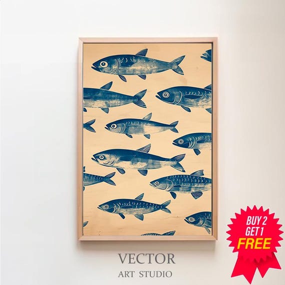 Sardines Poster Retro Sardines Wall Art Fish Print Retro Kitchen Print Kitchen Wall Art Fish Wall Art Kitchen Wall Art Retro Decor