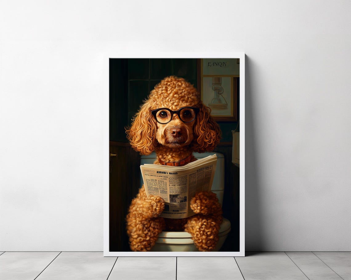 Goldendoodle Auf Toilette Badezimmer Bild Goldendoodle Geschenk Funny Picture Einrichtung Ideen Badezimmer Pets Gifts Wall Art Prints - Image 3