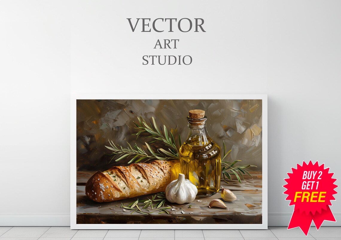 Kitchen Herbs and Garlic Vintage Country Art Print - Image 3