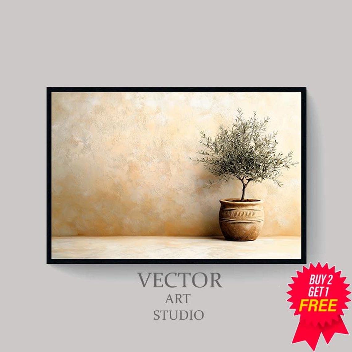 Olive Tree Painting Tv Art Pottery Still Life Painting Neutral Modern Organic Art For Tv - Image 4