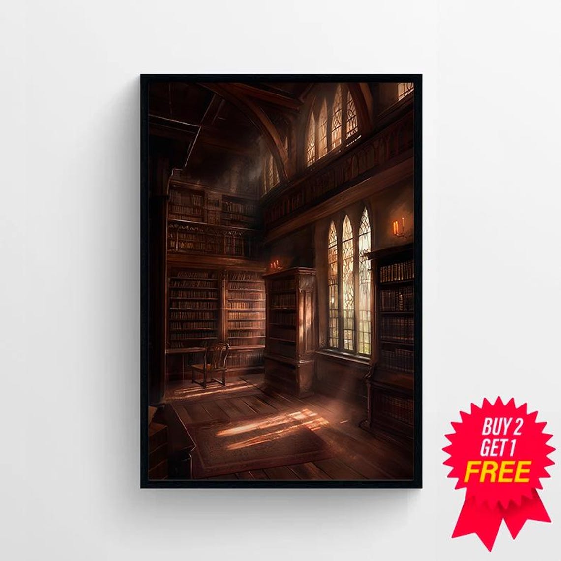 Gothic Library Print Vintage Poster Art Poster Print Dark Academia Reading Gifts Gothic Victorian - Image 4