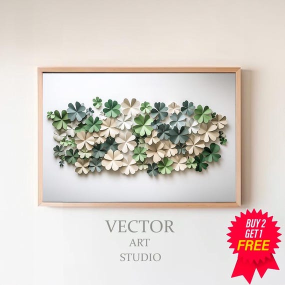 St Patricks Day Frame Tv Art Watercolor Shamrock 3d Frame Tv Art Modern Organic Decor Clover Earth Tone Lg Gallery