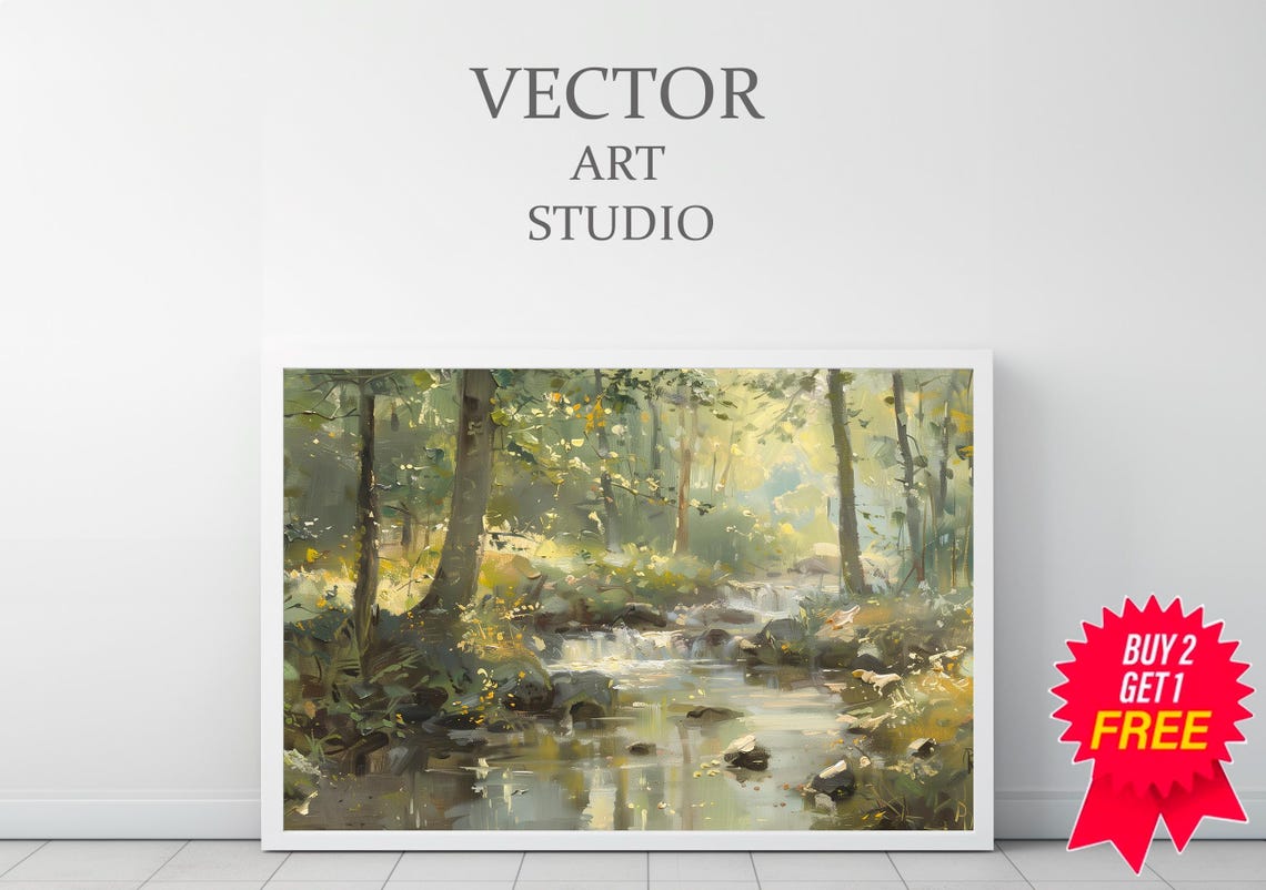Spring Stream Landscape Painting Frame Tv Art Easter Green Earthy Summer Tv Decor Spring Forest River Scenery Screensaver - Image 3