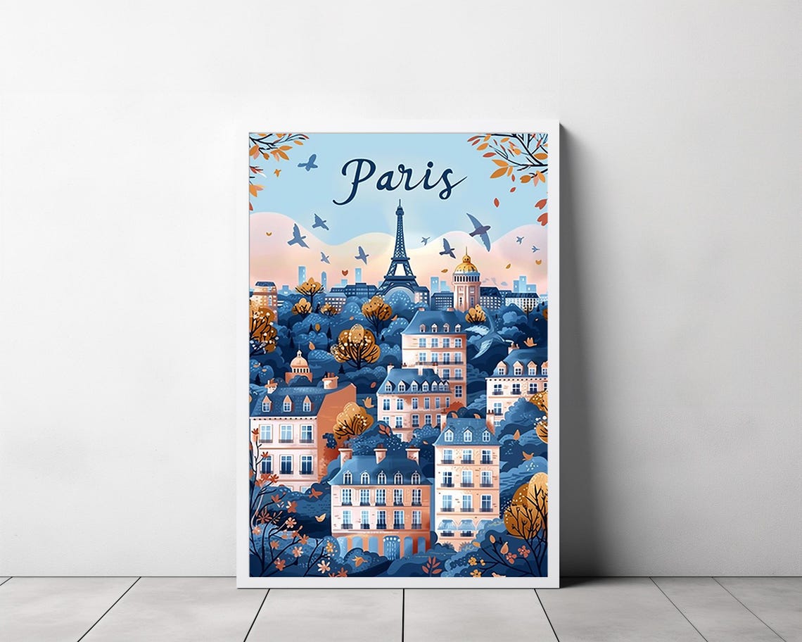 Paris Eiffel Tower In Pastel Morning Autumn Sky Travel Poster - Image 3