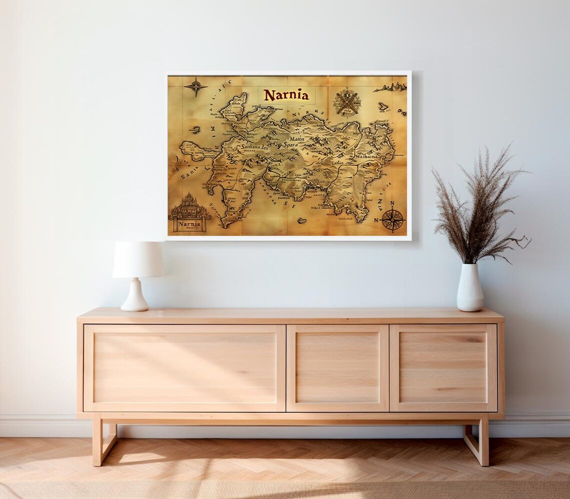 Antique Narnia Fantasy Map Vintage Cartography Illustration Poster - Image 2