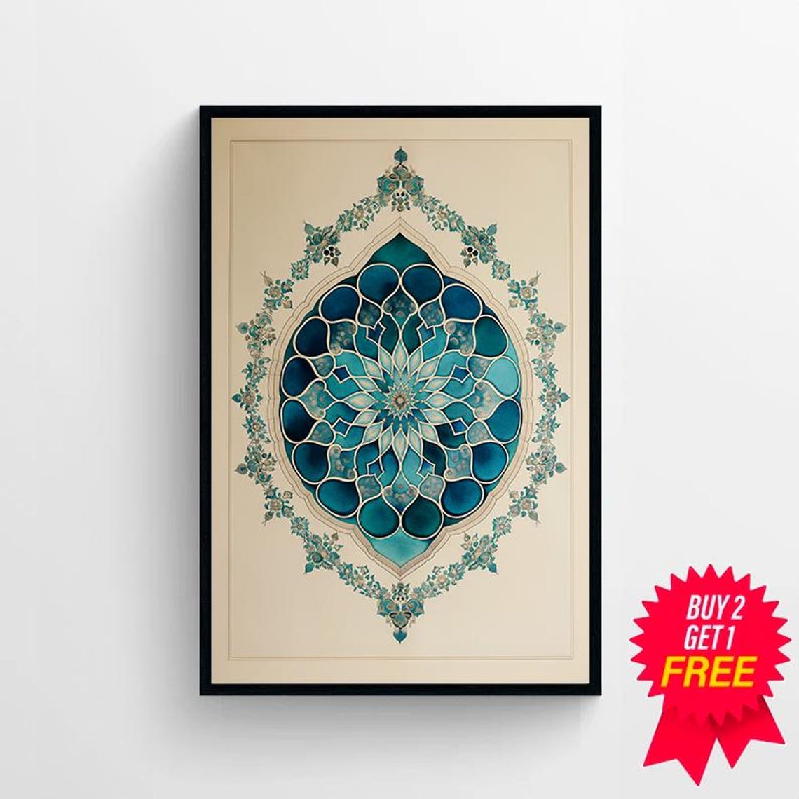 Islamic Geometric Art Artful Pattern Art Modern Islamic Wall Art Boho Islamic Poster Floral Tile Print Eid Decoration Muslim Home Decor - Image 4