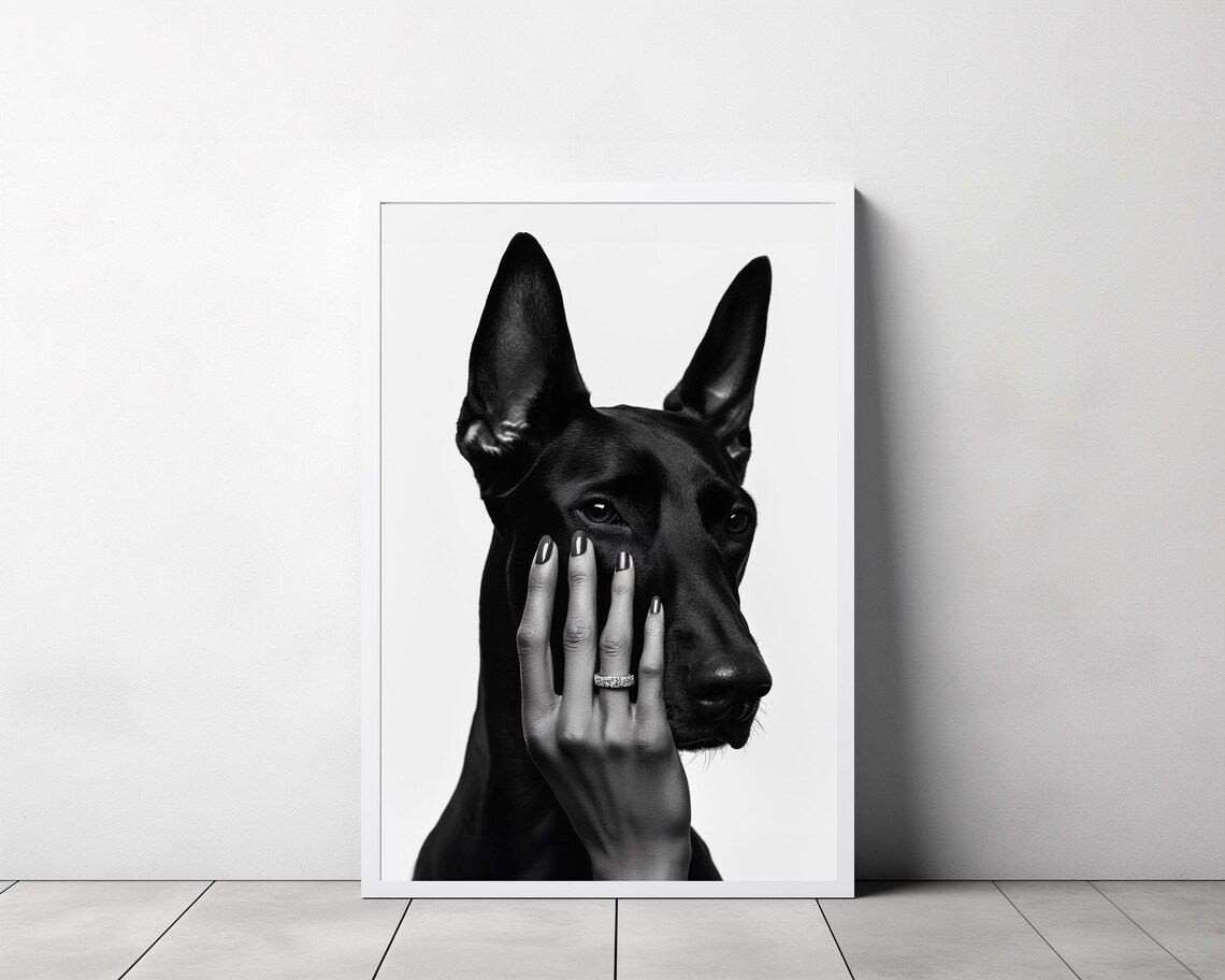 Doberman Pinscher Poster Black And White Luxury Fashion Print Doberman Wall Art Teen Girl Room Decor Dog Print Gifts - Image 3