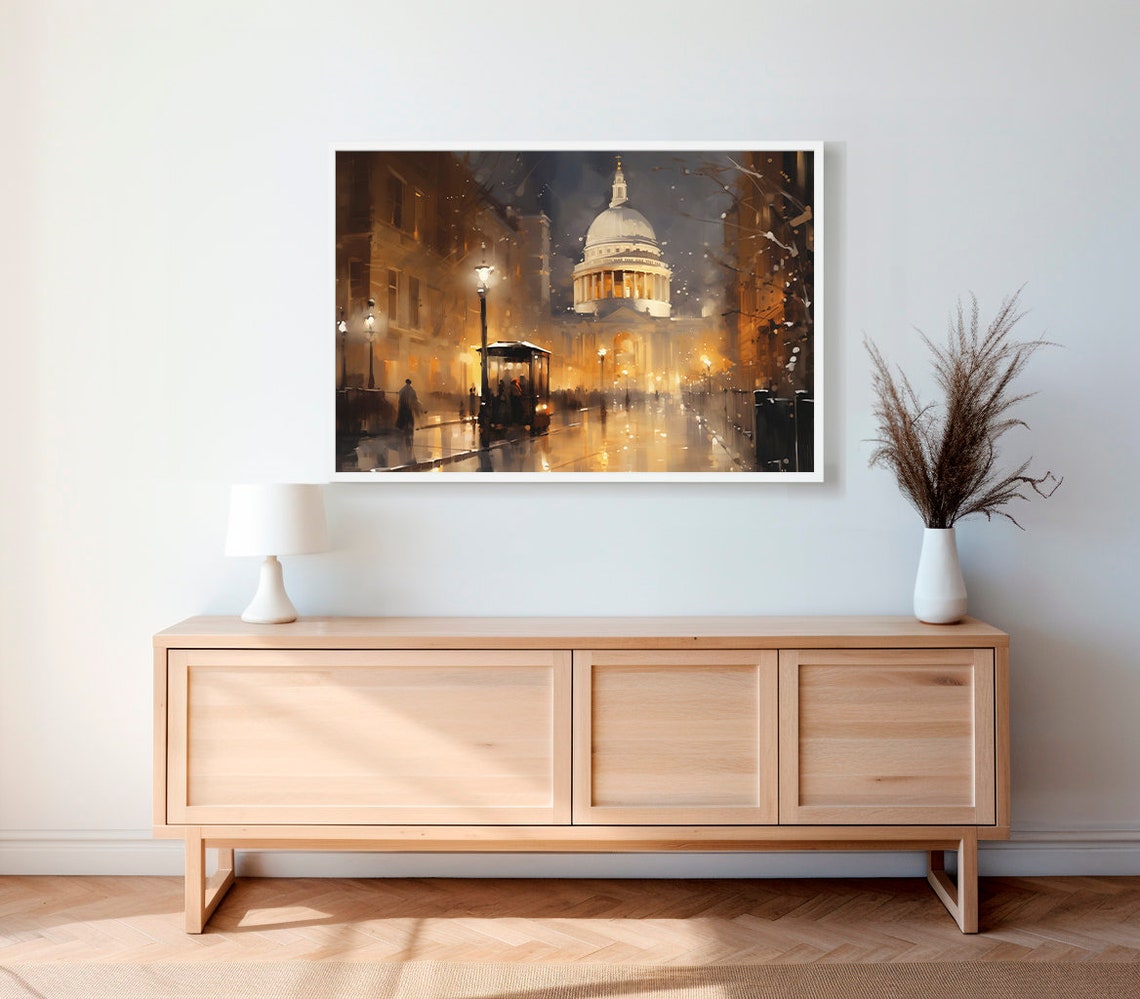 Snowy Winter Night Frame Tv Art Christmas Decor Moody Neutral Christmas Frame Tv Art Vintage Winter City Painting - Image 2