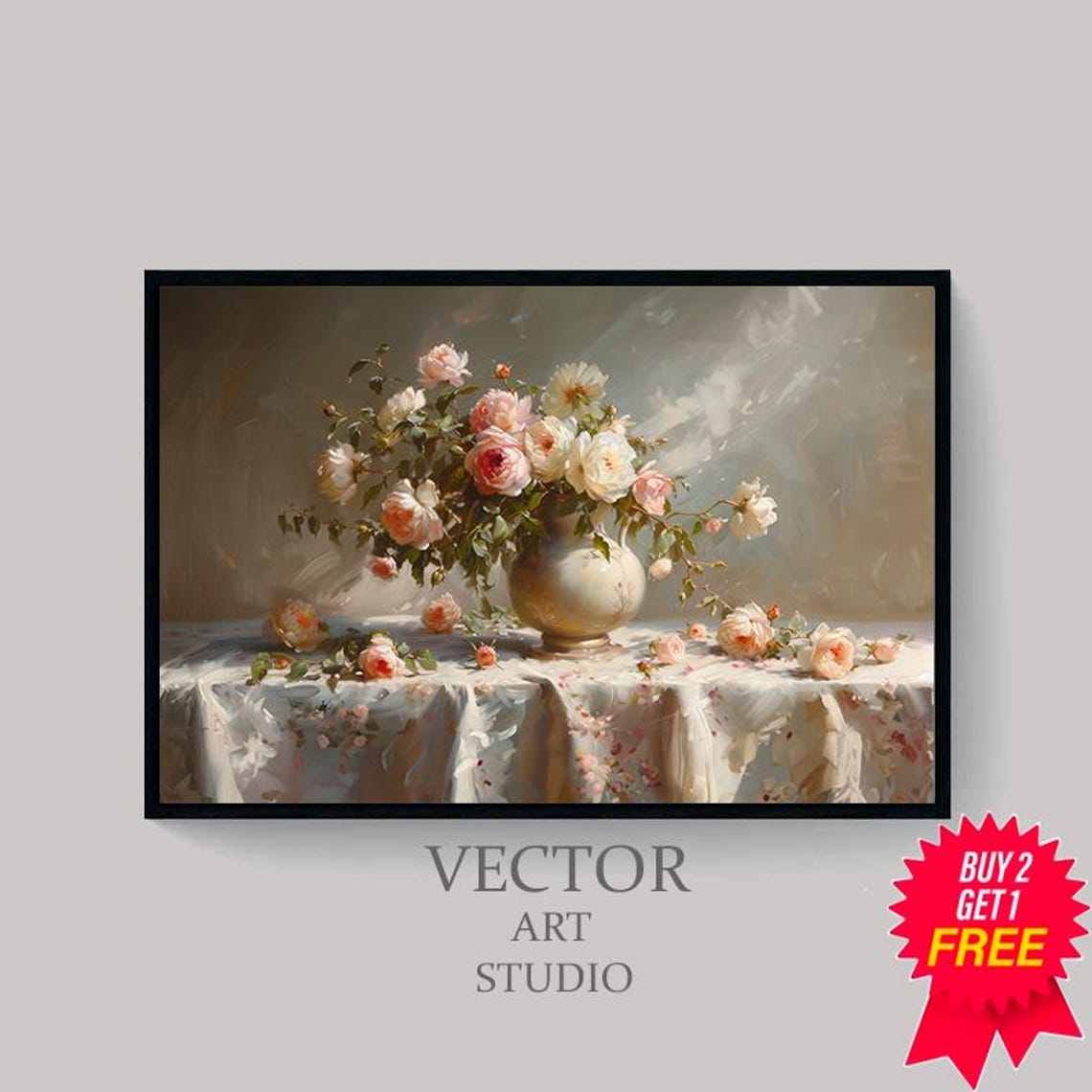 Frame Tv Art Pink Flowers Still Life Dark Moody Floral Tv Picture Tv Art Spring Frame Tv Art Mothers Day Pink Roses - Image 4