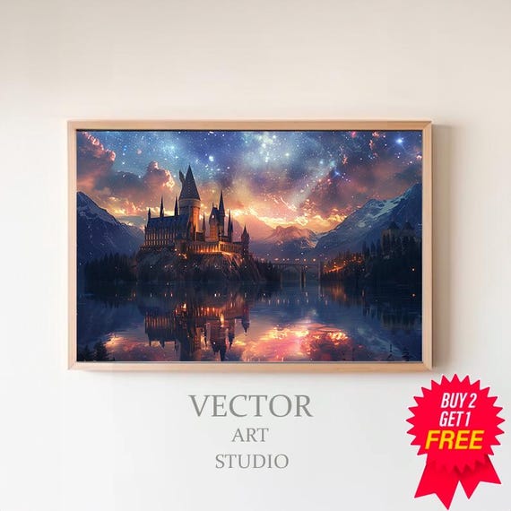Wizarding Inspired Poster Vintage Wizard School Wizard World Van Gogh Painting Vintage Castle Physical Decor Wall Art