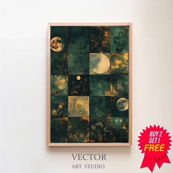 Witchy Dark Cottagecore Decor Dark Academia Wall Art Moody Ethereal Magic Vintage Home Room Decor Moon Witch Art