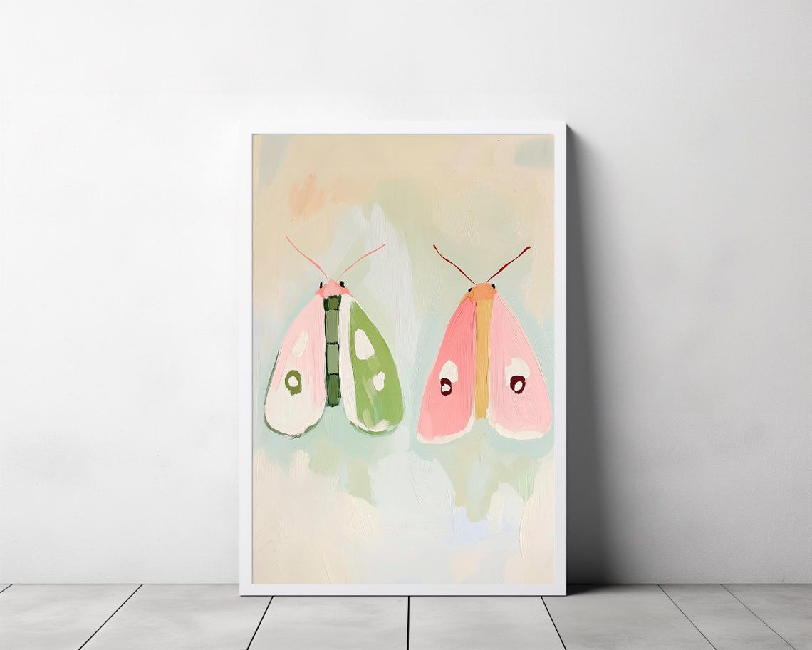 Colorful Moth Painting Vibrant Insect Wall Art Print Animal Lover Bright Bug Portrait Kids Room Playroom - Image 3