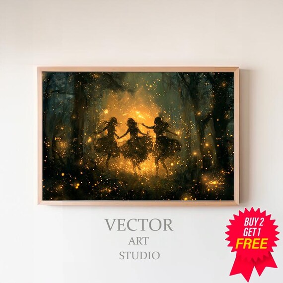 Fairies Vintage Wall Art Witchy Moody Wall Art Dark Art Cottagecore Girls Room Decor Girly Whimsical Wall Art