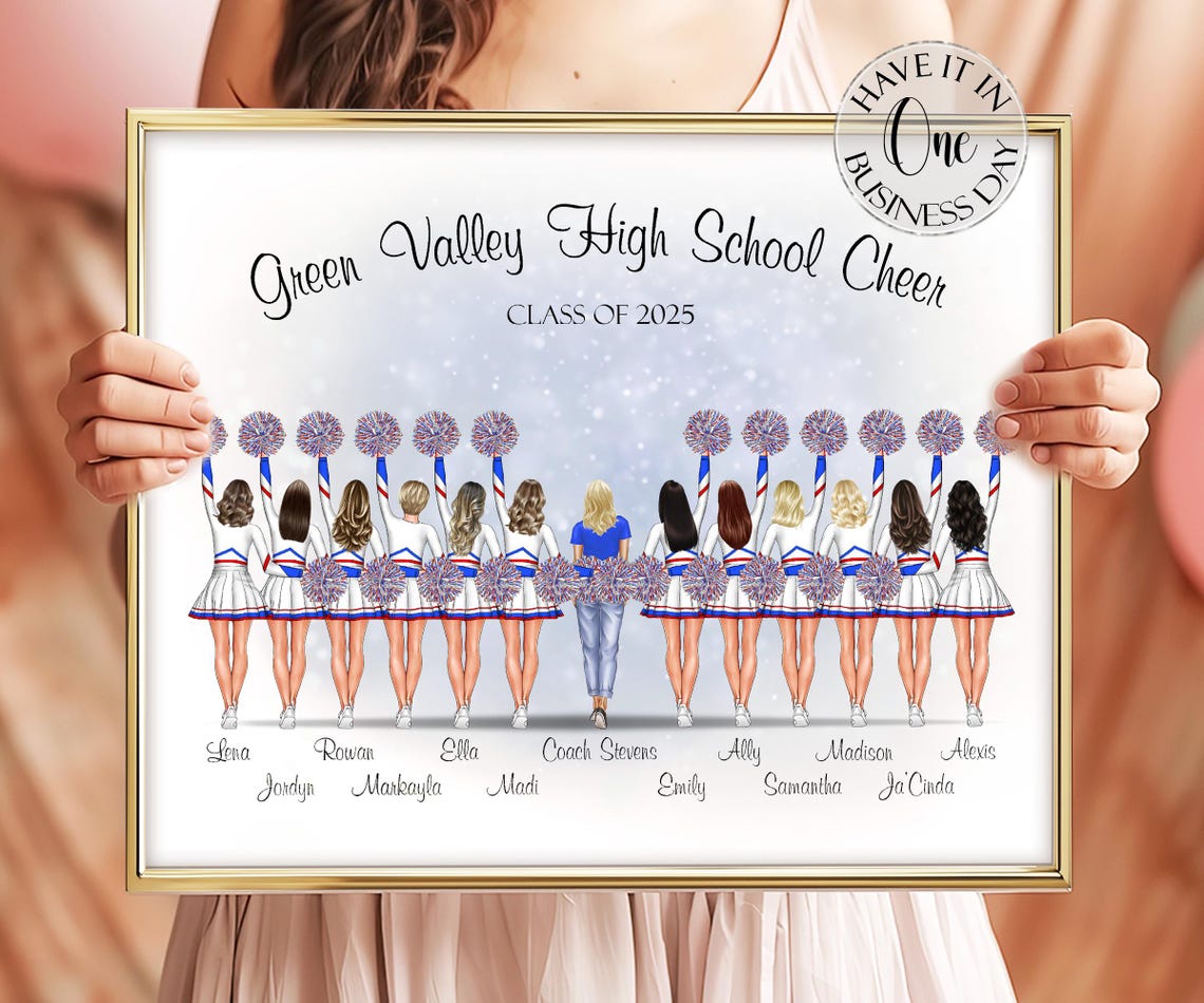 Green Valley High School Cheer Class of 2025 Team Poster with Names