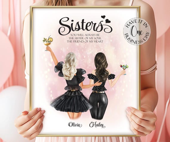 Personalized Sister Gift From Sister Custom Sisters Print Birthday Gift For Sister Birthday Gifts Sisters Portrait Customized Sister Picture