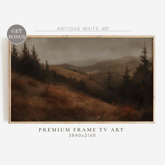Dark Farmhouse Frame Tv Art Moody Fall Landscape Screensaver Country Painting Fo Tv Muted Fall Landscape Tv Art Tv468