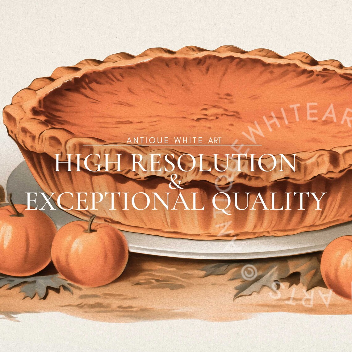 Vintage Pumpkin Pie With Mini Pumpkins Autumn Harvest Kitchen Wall Art Poster - Image 4