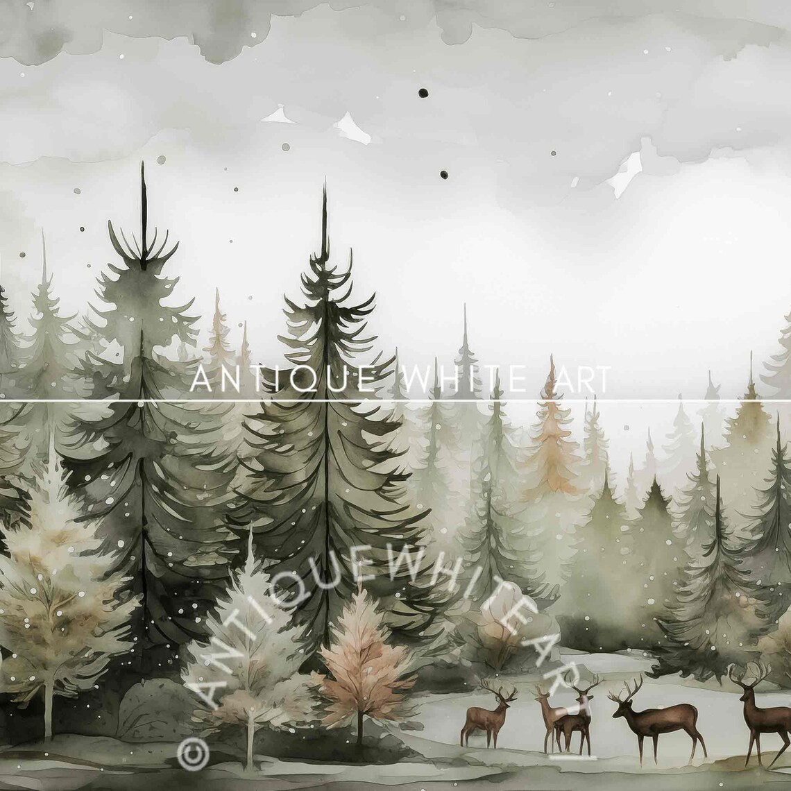Winter Forest Painting Art Print, Farmhouse Decor - Image 4