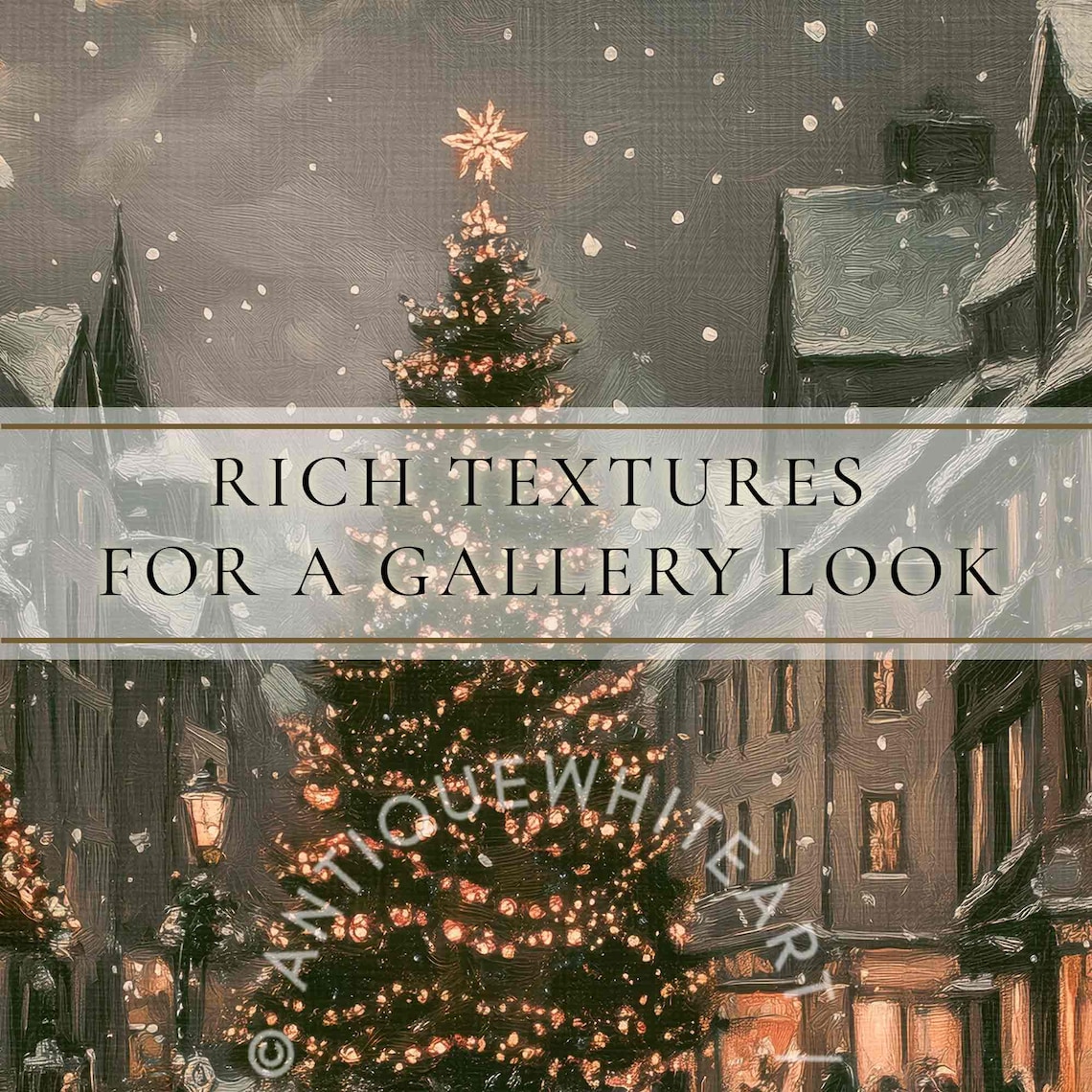 Vintage Christmas Town Art Print, Moody Winter Decor - Image 3