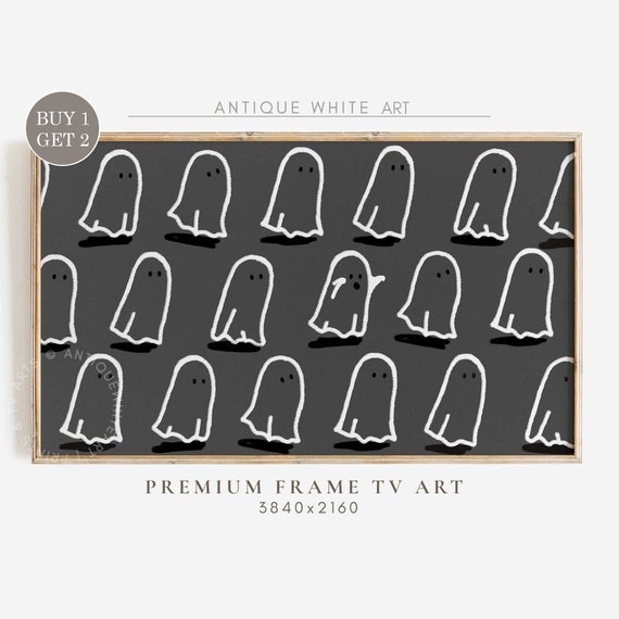 Neutral Halloween Frame Tv Art Spooky Halloween Decor Minimalist Art For Tv Ghosts Beige Art Cute Ghosts Frame Tv Art Tv15