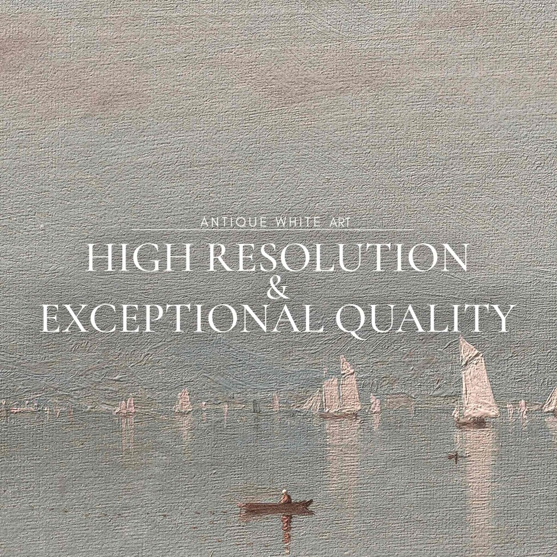 Misty Lake Sailboats Vintage Neutral Seascape Calm Water TV Poster - Image 4