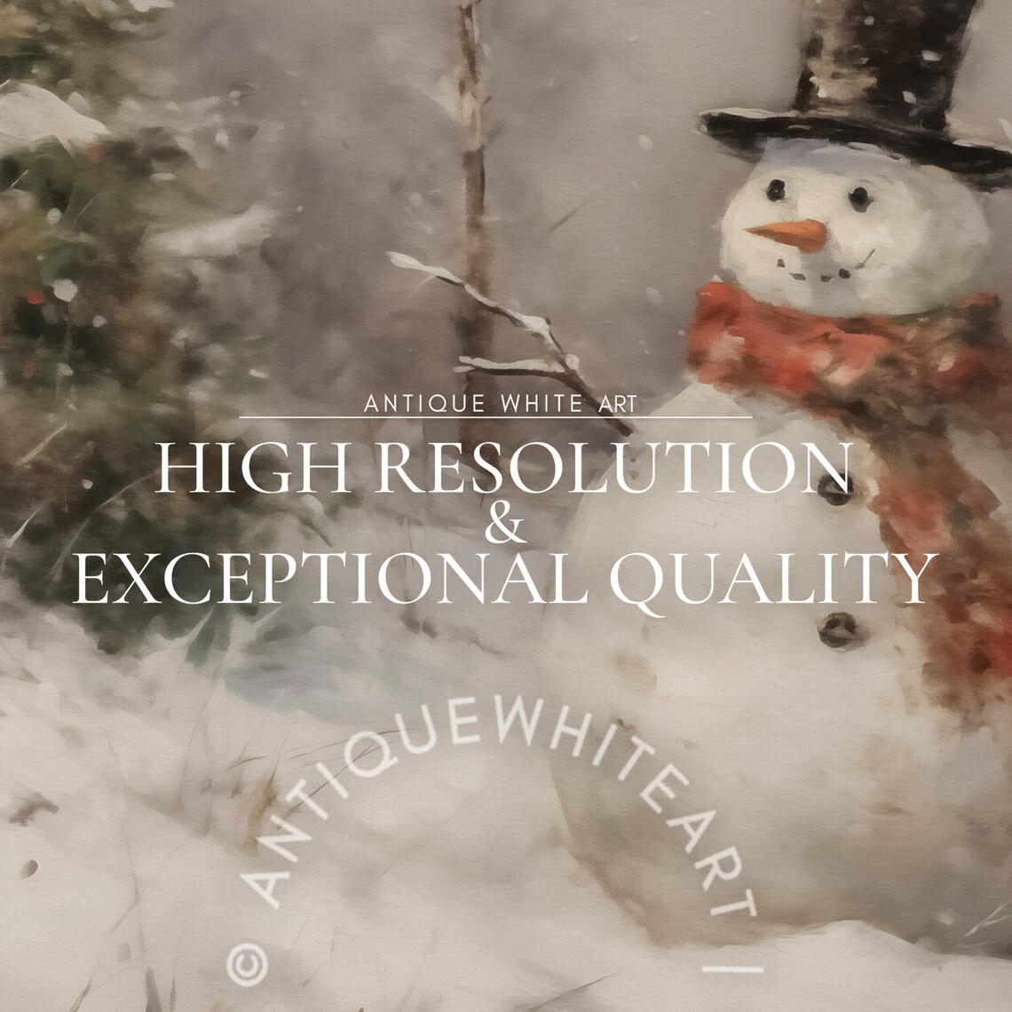 Snowman Vintage Christmas Painting, Farmhouse Decor - Image 4