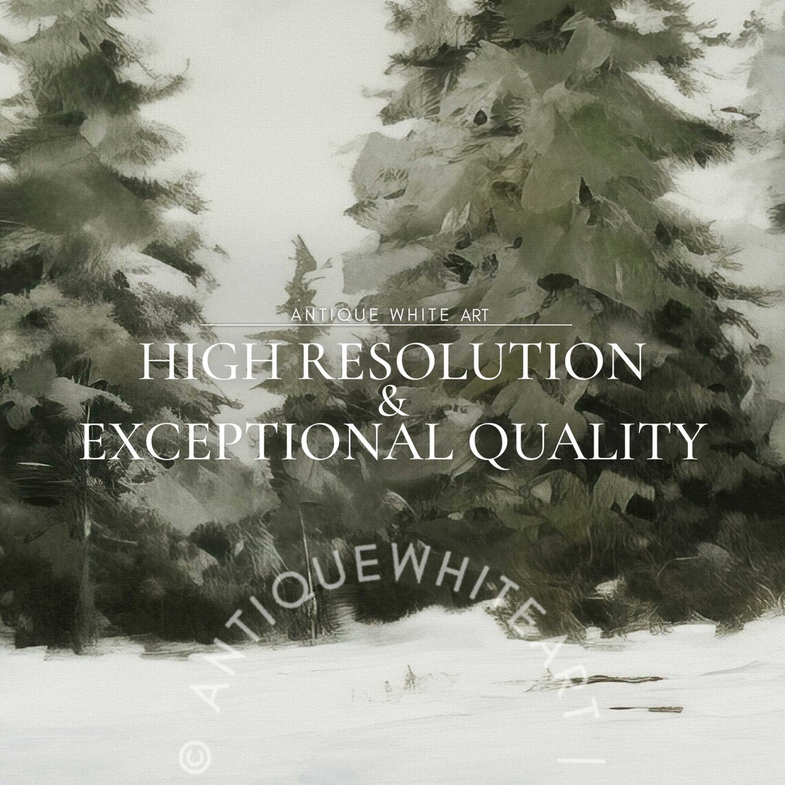 Snowy Winter Pine Forest Christmas Art Print - Image 4