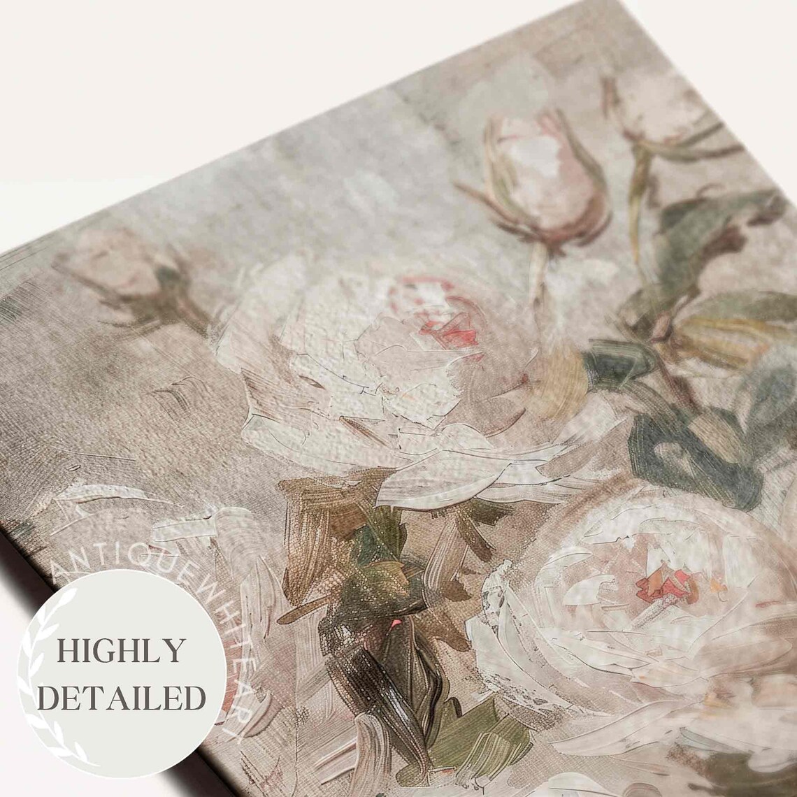 Abstract Roses Vintage Botanical Oil Painting Print - Image 4