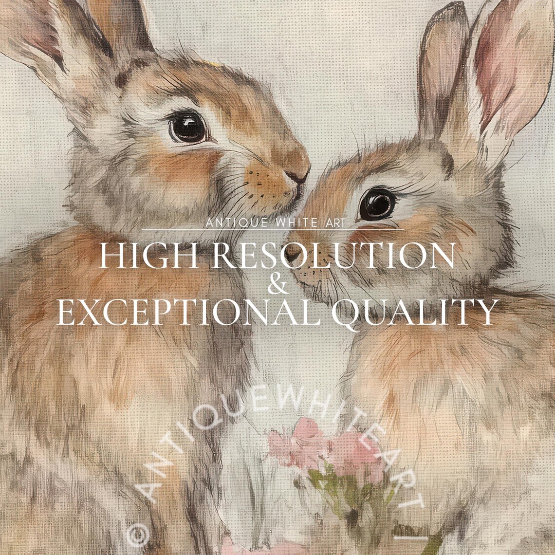 Easter Bunnies Painting, Spring Nursery Decor - Image 3