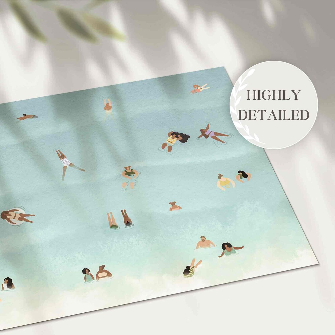 Aerial Beach Swimmers Turquoise Sea Playful Coastal Pool Party Poster - Image 2