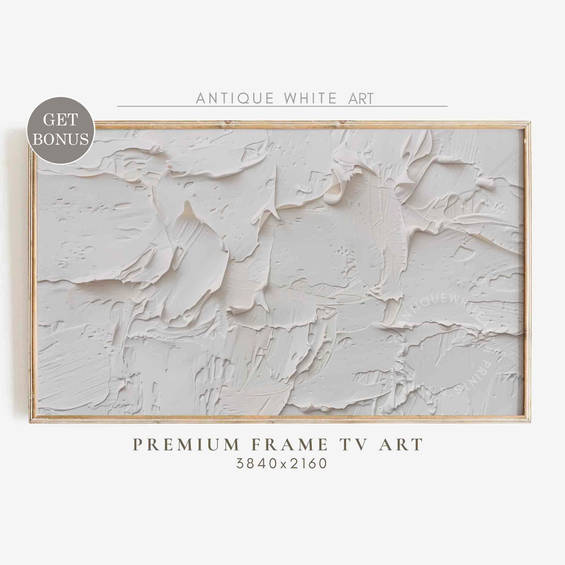 White 3D Textured Abstract Minimalist Plaster Art Wall TV Poster