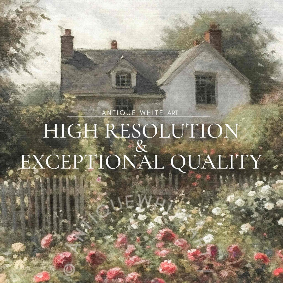 Cottage Rose Garden Vintage Oil Painting Poster - Image 3