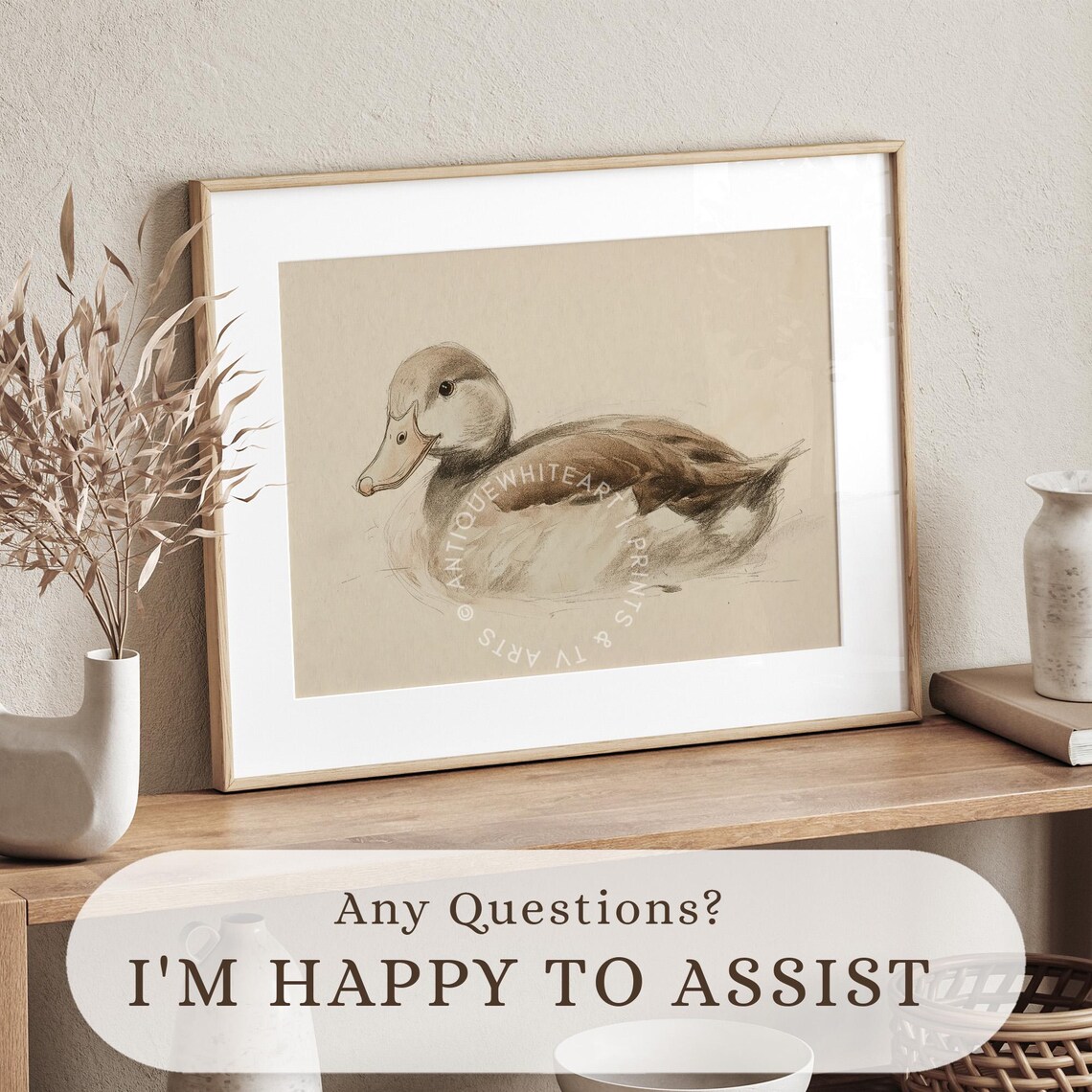 Easter Duck Sketch, Farmhouse Spring Art Print - Image 3